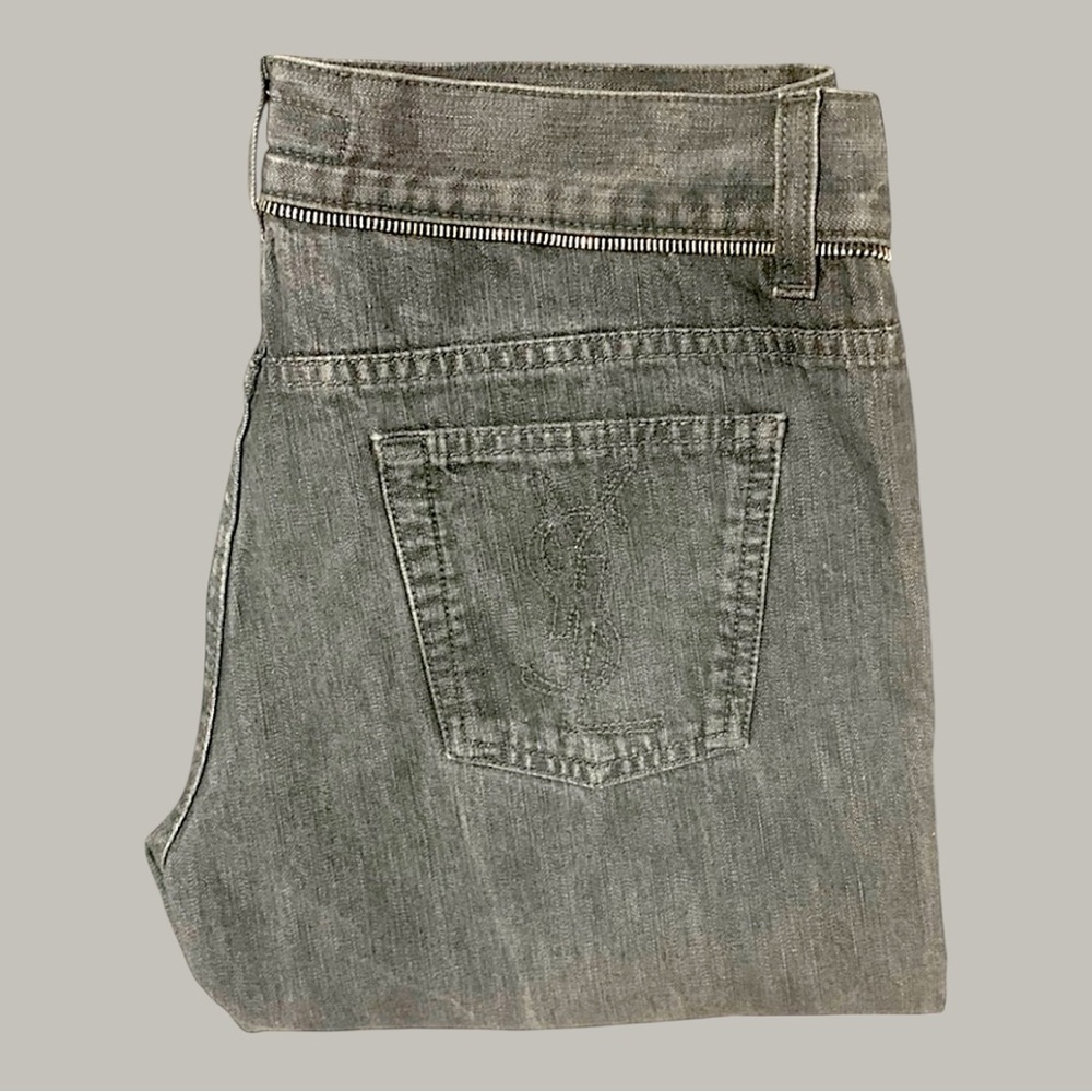 Saint Laurent / Rive Gauche Faded Black Denim Jeans with YSL logo - Picture 8 of 11